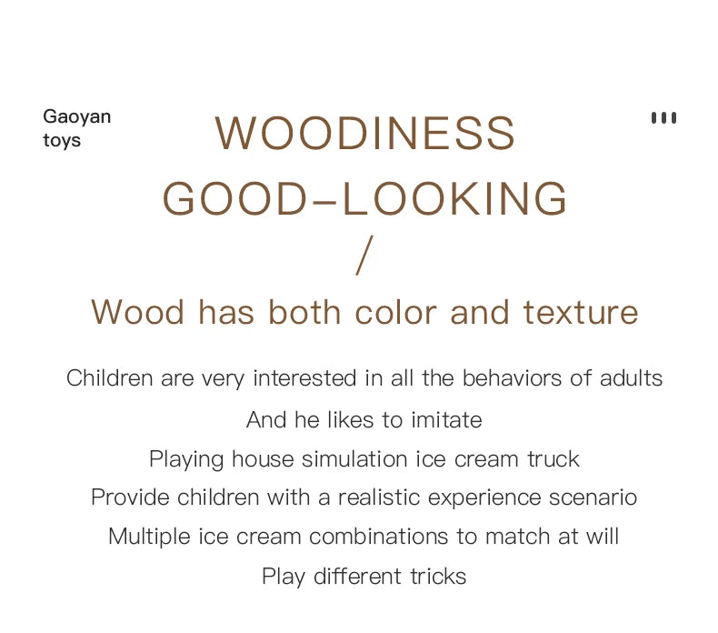 Wooden Ice Cream Girl Toy Kitchen Pretend Play Toys Kitchen Accessories Simulation Ice Cream Shop Montessori Education Toy Gifts