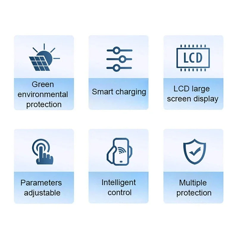 12V/24V 30A 40A 50A 60A High Definition LCD Large Digital Display bluetooth WIFI Solar Charge Controller MPPT Controller Solar