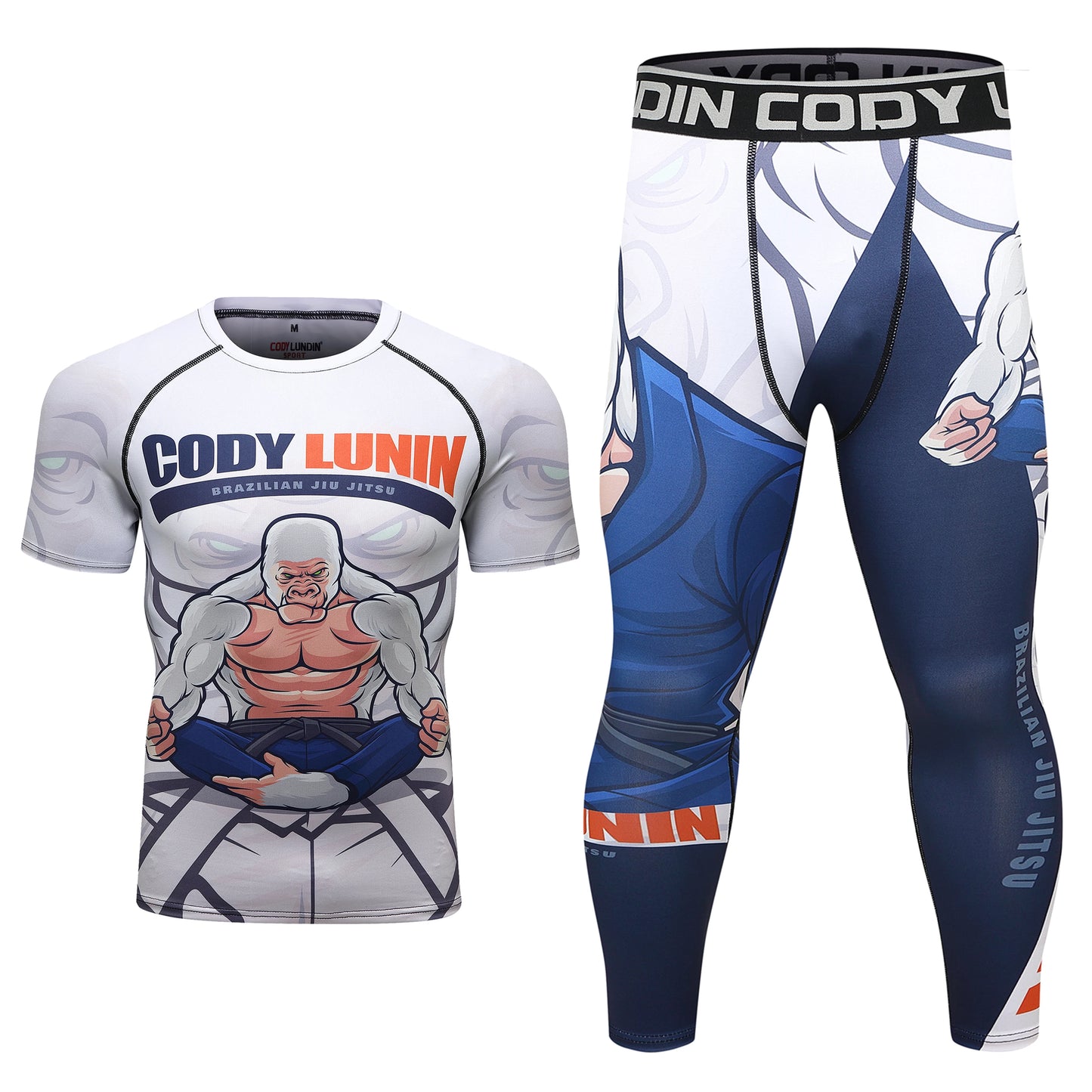 Sublimation Print Compression UV Protection Jersey + MMA Boxing Pants Workout Sport Suit Men Jiu Jitsu Fitness Rash Guard Sets