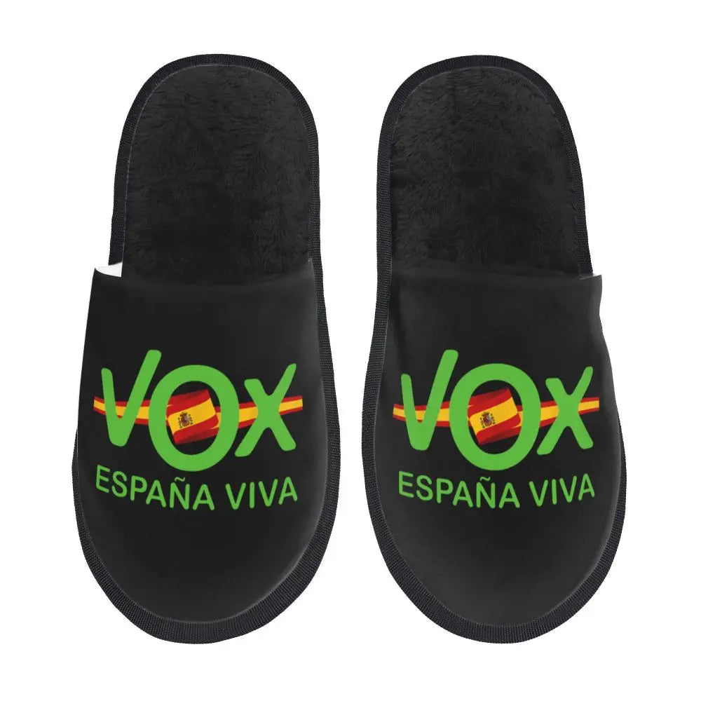 Custom Spain Vox Stripe Flag Soft Scuff With Memory Foam Slippers Women Spanish Political Party Spa House Shoes