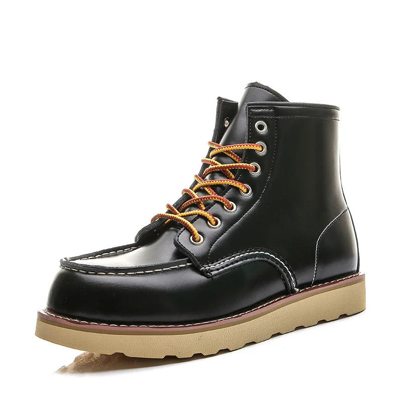 Red Black Winter Mens Shoes Desert Keep Warm Vintage Culture Rookie Men Genuine Leather Motorcycle Boots Men Western