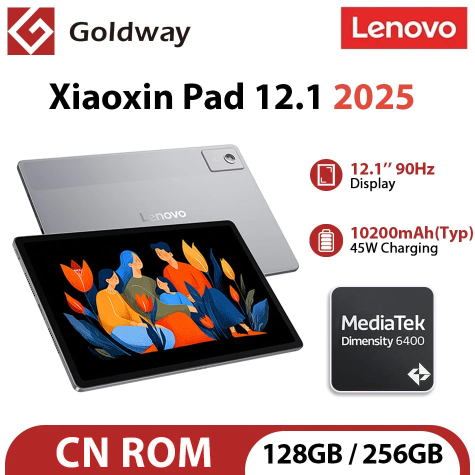 Lenovo Xiaoxin Pad 12.1 2025 8GB RAM 128GB 256GB ROM MediaTek Dimensity 6400 12.1'' 90Hz Screen 10200mAh 45W Charging Wifi Tab