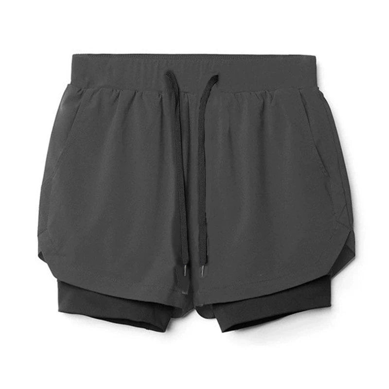 Men's 2-in-1 Running Shorts Quick Dry Gym Sports Shorts Double Layer Breathable Beach Fitness Inner Lining Summer 2025