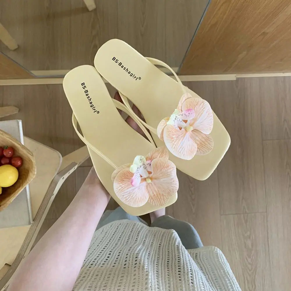 Casual Sweet Butterfly Orchid Slipper Elegant Summer Flower Flip Flops Out Wear Vacation Women's Sandals Outdoor