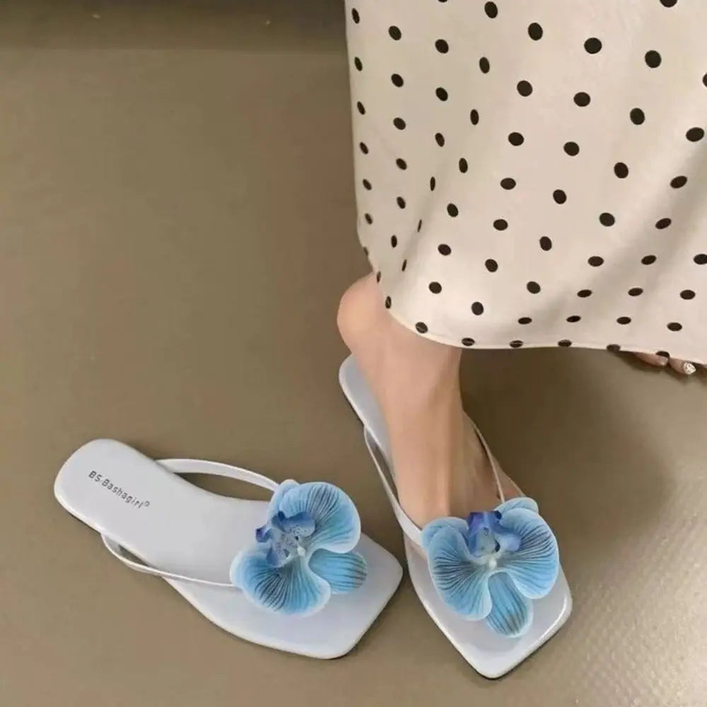 Casual Sweet Butterfly Orchid Slipper Elegant Summer Flower Flip Flops Out Wear Vacation Women's Sandals Outdoor