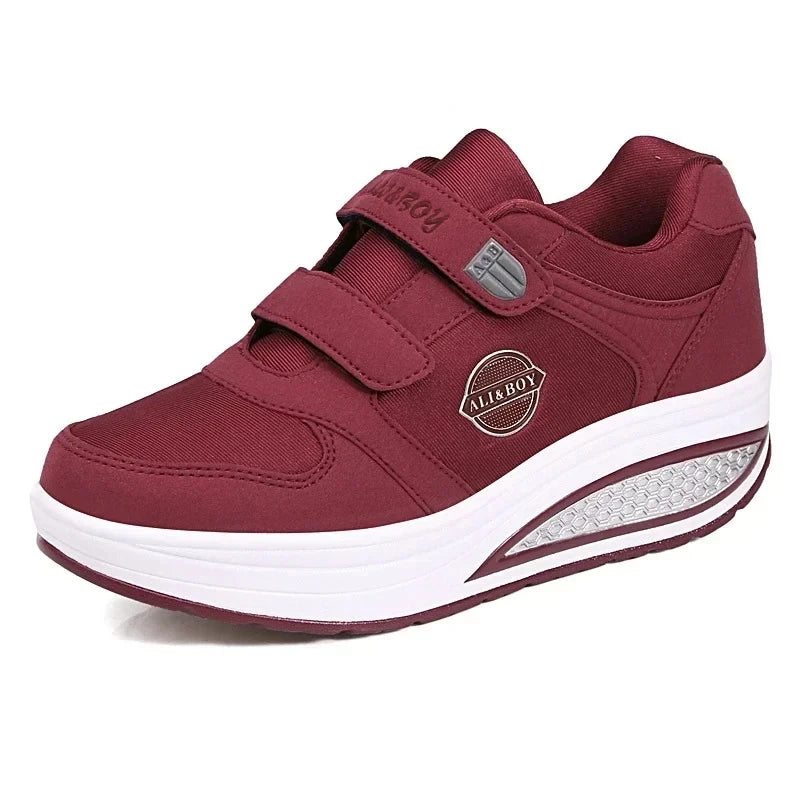 Women's Swing Sneakers Wedge Platform Toning Sports Shoes for Woman Breathable Slimming Fitness Rocking Mom Shoes Thick Sole2024
