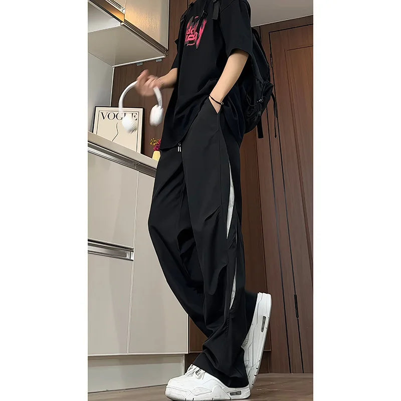 Quick-drying Jacket Men's Autumn Spliced   mesh Breathable Pants American Paratrooper Overalls