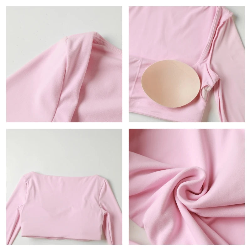 Hearuisavy Summer Quick Dry Square Neck Activewear Women Gym Top Fitness Sports Crop Top Female Casual Long Sleeve Yoga Clothes