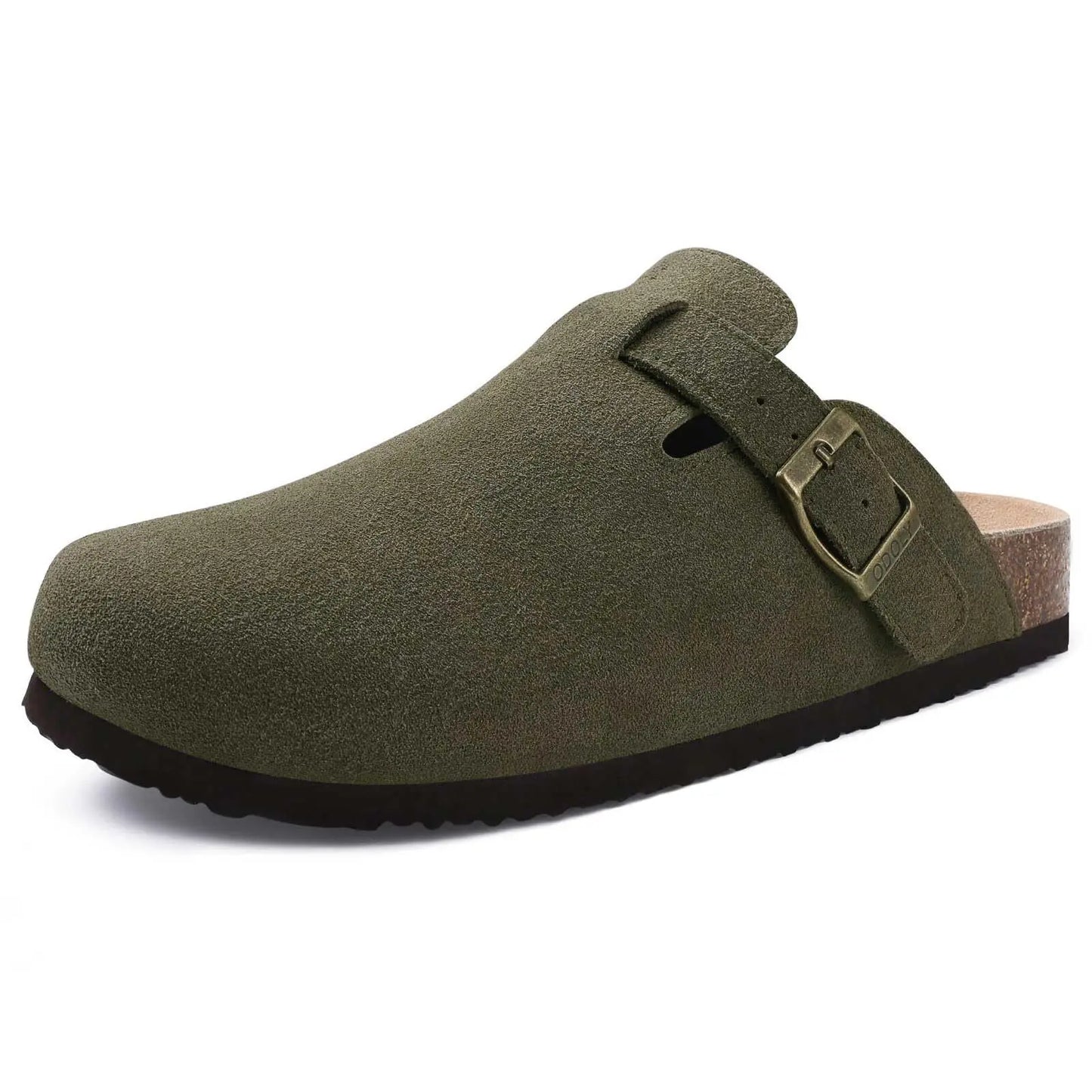 KIDMI Cork Clogs Slippers For Women Cork Footbed Beach Sandals Outdoor Suede Clogs Sandals With Adjustable Buckle Men Sandals