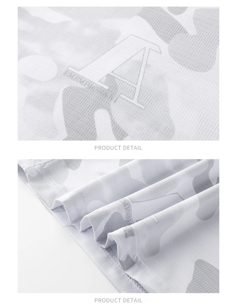 Quick drying ice silk short sleeved T-shirt 2024 summer camouflage thin breathable quick drying running fitness sportswear