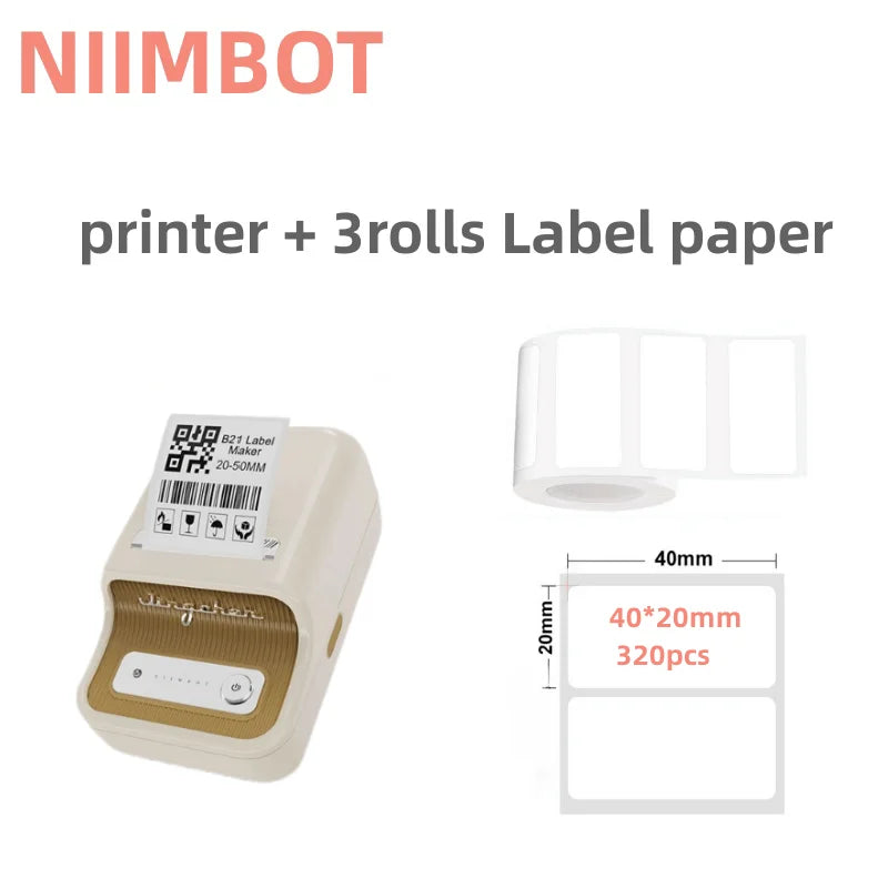 NIIMBOT B21 Label Printer Portable Wir-eless Bluetooth Thermal Label Maker Sticker Printer Label paper