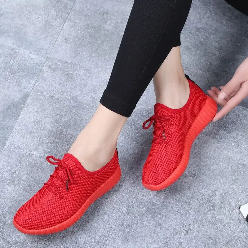 Women's Vulcanize Shoes 2025 Autumn Sneakers Solid Black Red Shoes Gym Fitness Trainers Walking Sport Shoes Female Zapatos Mujer