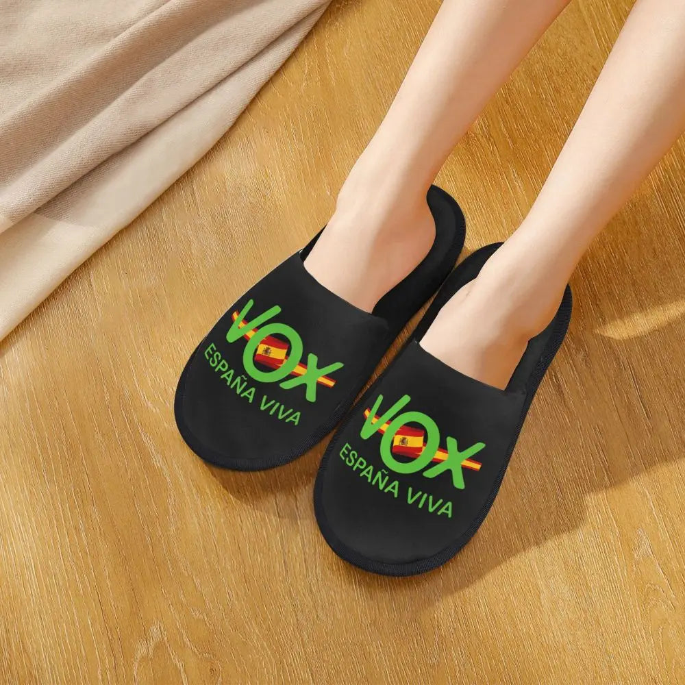 Custom Spain Vox Stripe Flag Soft Scuff With Memory Foam Slippers Women Spanish Political Party Spa House Shoes