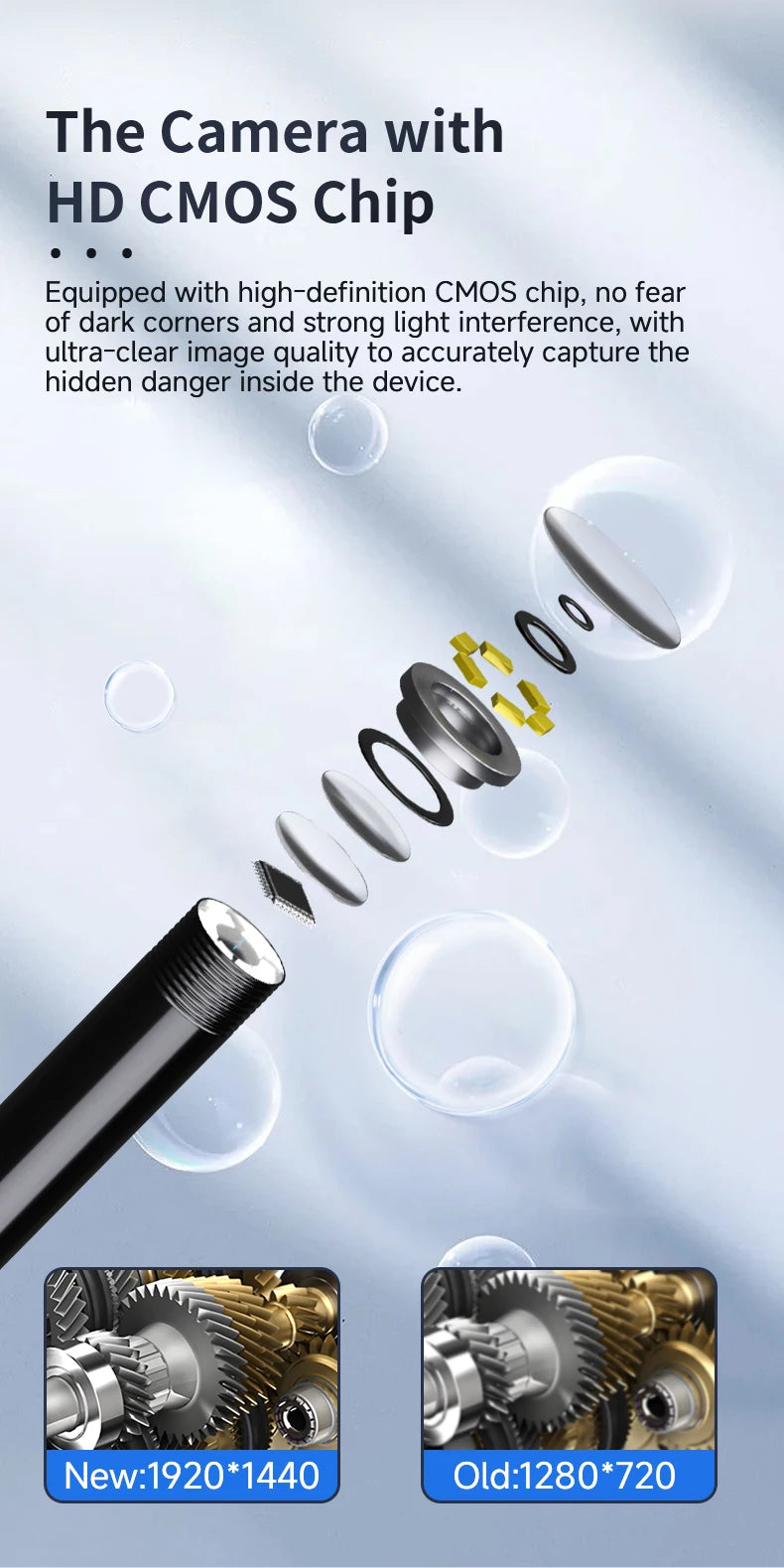 Dodosee 1440p HD Endoscope 3 in 1 Car Inspection Borescope Mini Camera 8mm Lens for Iphone IOS Smart Phone Android Pad Type C