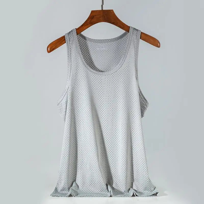 Summer Mesh Tank Top Men Gym Fitness Quick Dry T-shirt Mens Bodybuilding Fitness Muscle Sleeveless Breathable Male Mesh T Shirts