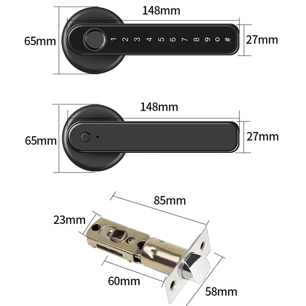 Smart Door Lock Handle With Fingerprint Key card Digital Door Lock Keypad Key Entry electronic lock Mobile APP Control