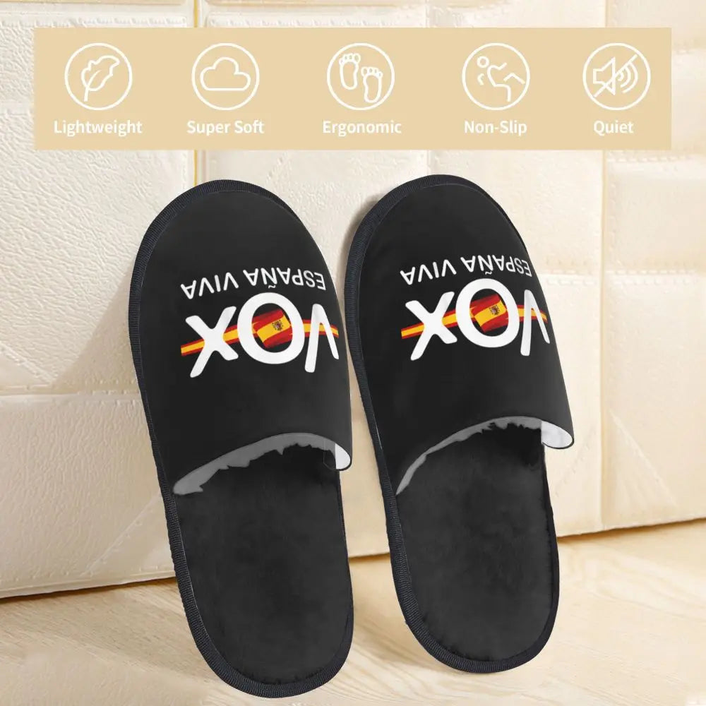 Custom Spain Vox Stripe Flag Soft Scuff With Memory Foam Slippers Women Spanish Political Party Spa House Shoes