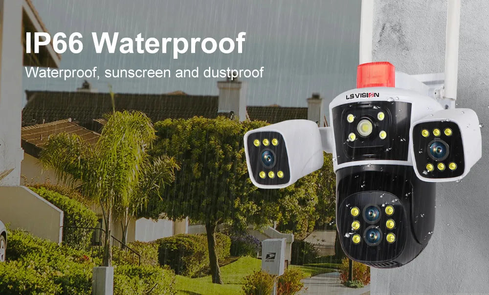 LS VISION 10K 20MP Four Screens WiFi PTZ Camera 10X Optical Zoom Auto Tracking Humanoid Detection CCTV Security Cameras Outdoor