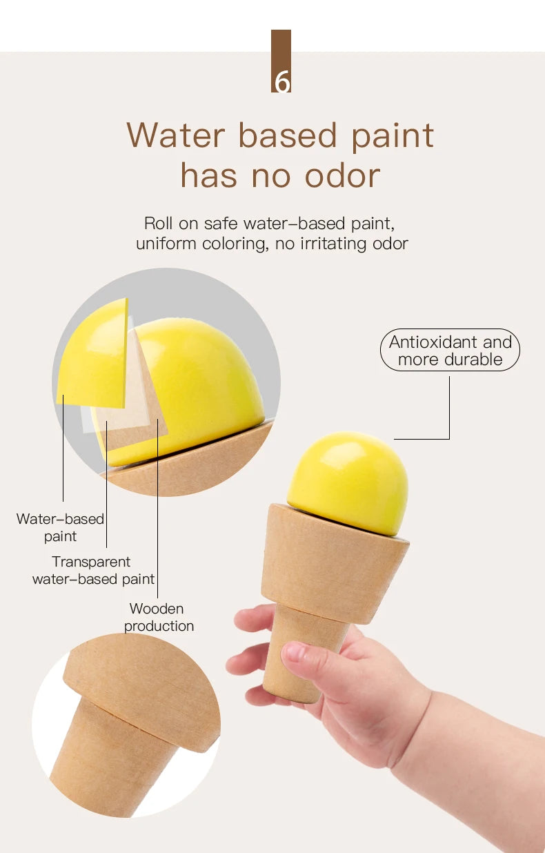 Wooden Ice Cream Girl Toy Kitchen Pretend Play Toys Kitchen Accessories Simulation Ice Cream Shop Montessori Education Toy Gifts