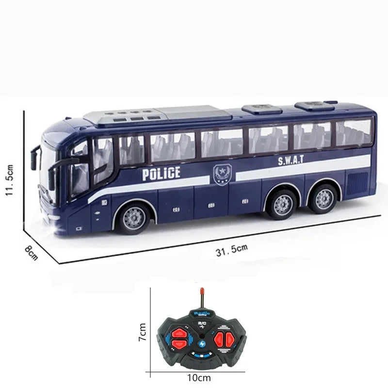 Rc Bus Electric Remote Control Car with Light Tour Bus School City Model 27Mhz Radio Controlled Machine Toys For Boys Kids