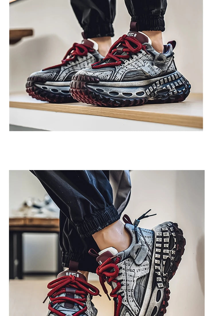 Retro Autumn Low-top Thick-sole Dad Shoes Men's Fashionable Breathable Comfortable Casual Shoes  Outdoor Walking Fitness Youth