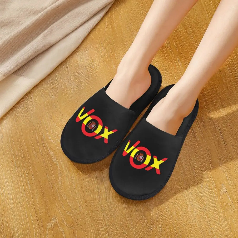 Custom Spain Vox Stripe Flag Soft Scuff With Memory Foam Slippers Women Spanish Political Party Spa House Shoes