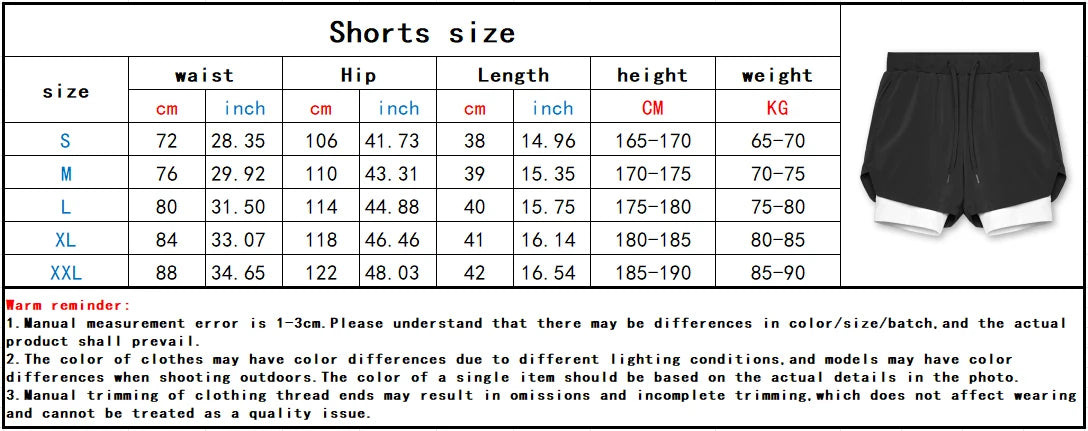 Men's 2-in-1 Running Shorts Quick Dry Gym Sports Shorts Double Layer Breathable Beach Fitness Inner Lining Summer 2025