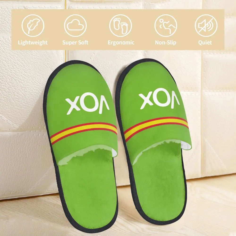 Custom Spain Vox Stripe Flag Soft Scuff With Memory Foam Slippers Women Spanish Political Party Spa House Shoes
