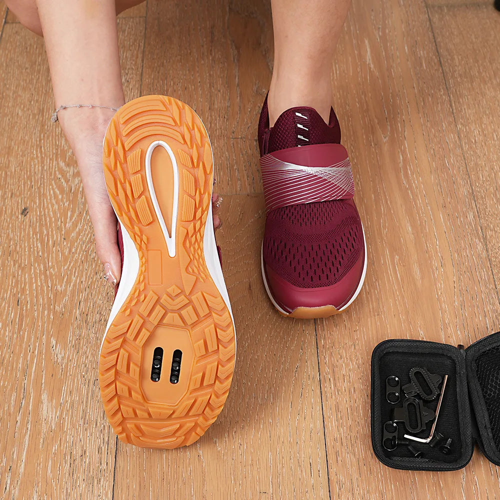 Women's indoor fitness dynamic cycling shoes hard soled rubber soled cycling shoes SPD MTB Sneakers mountain Bike shoes