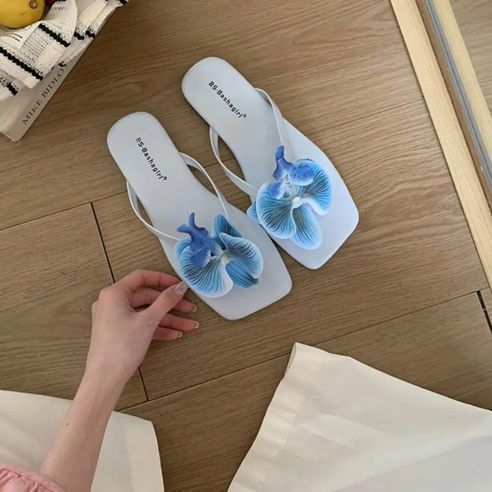 Casual Sweet Butterfly Orchid Slipper Elegant Summer Flower Flip Flops Out Wear Vacation Women's Sandals Outdoor