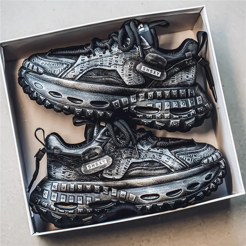 Retro Autumn Low-top Thick-sole Dad Shoes Men's Fashionable Breathable Comfortable Casual Shoes  Outdoor Walking Fitness Youth