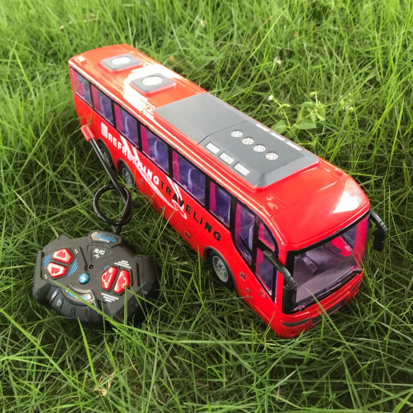 Rc Bus Electric Remote Control Car with Light Tour Bus School City Model 27Mhz Radio Controlled Machine Toys For Boys Kids