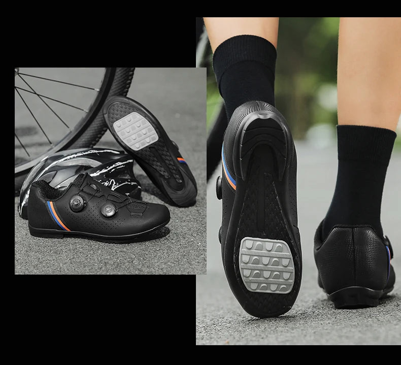 LIANYI July New Double Buckle Cycling Shoes Couple Bicycle Self-Locking SPD Road Bike MTB Cycling Sports Fitness Training Shoes