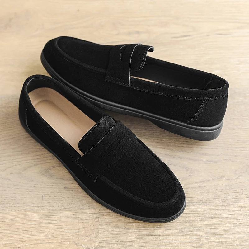 Genuine Leather Men Casual Shoes Luxury Brand Breathable Slip on Black Driving Shoes Moccasins Plus Size 39-45 Soft Men Loafers