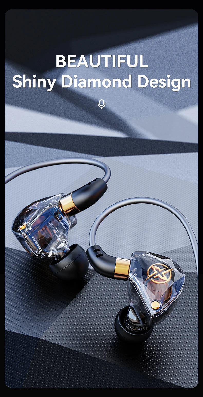 HiFi Wired Headphones with Microphone Noise-Cancelling Dynamic Earphones In Ear Earbuds Bass Headset For Sports Fitness Music