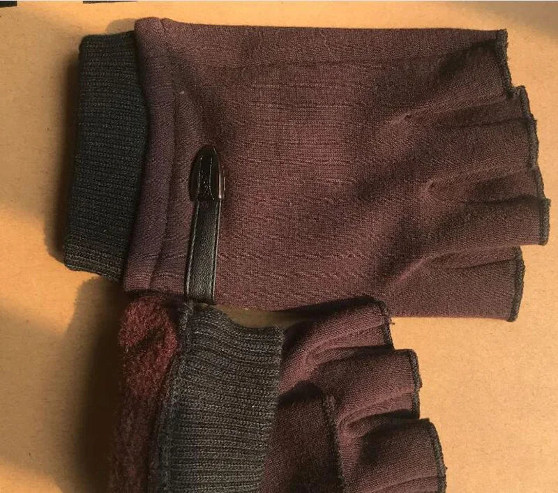 Men Women Winter Outdoor Sport Climbing Fitness Plush Warm Cycling Glove Half Finger Driving Mitten B50