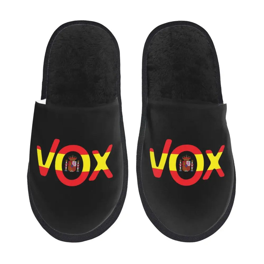 Custom Spain Vox Stripe Flag Soft Scuff With Memory Foam Slippers Women Spanish Political Party Spa House Shoes