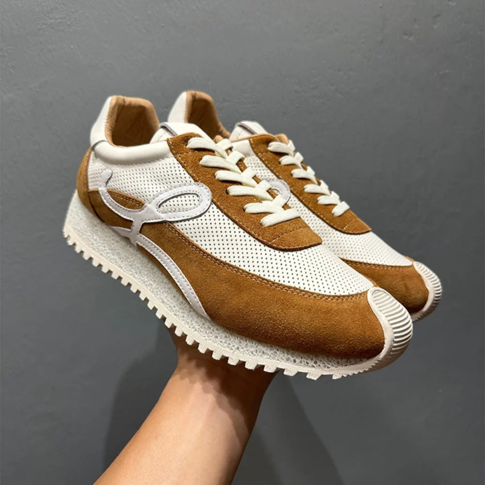 QHCCID Handmade Cowhide Breathable Shoes Sneakers Training Soft Sole Shoes