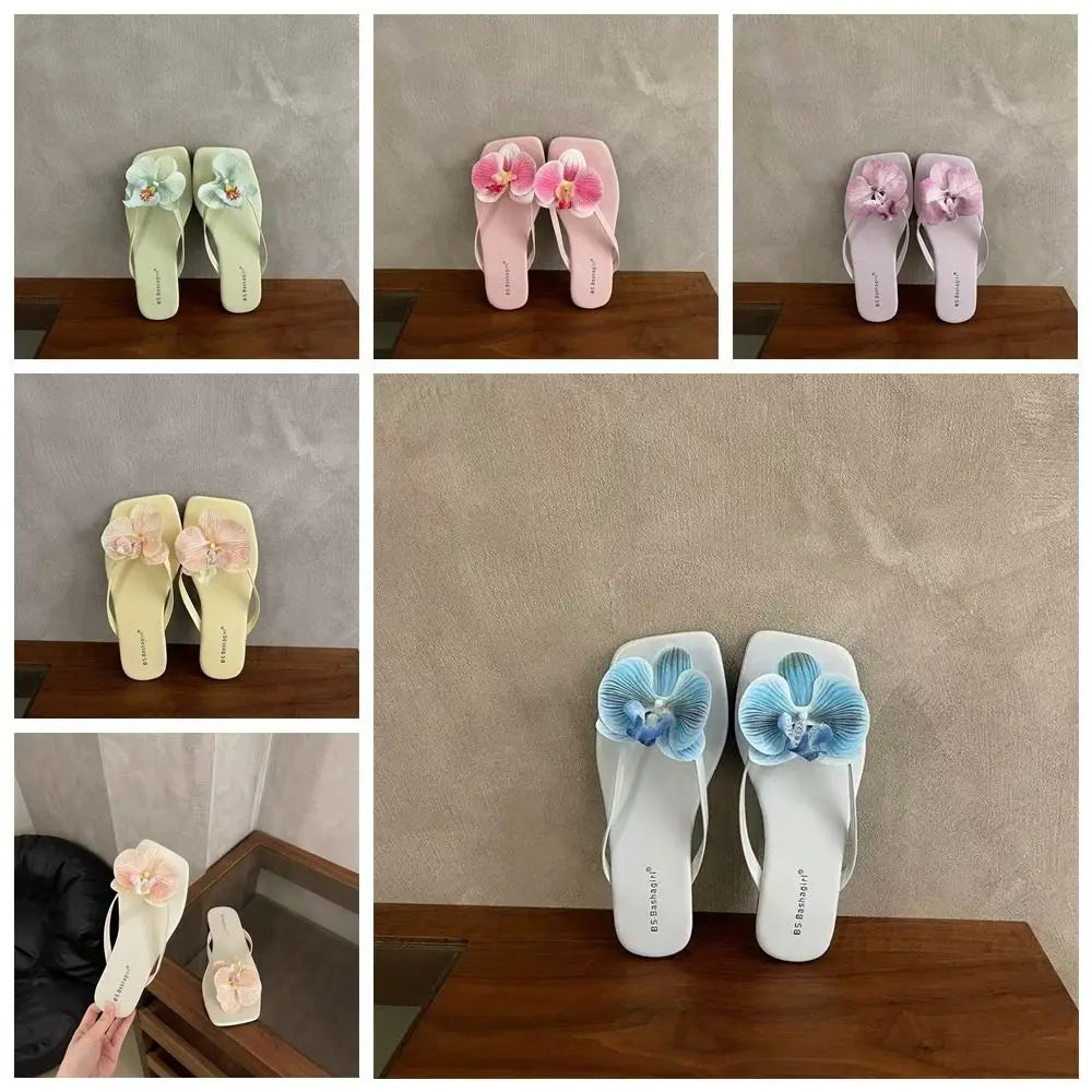 Casual Sweet Butterfly Orchid Slipper Elegant Summer Flower Flip Flops Out Wear Vacation Women's Sandals Outdoor