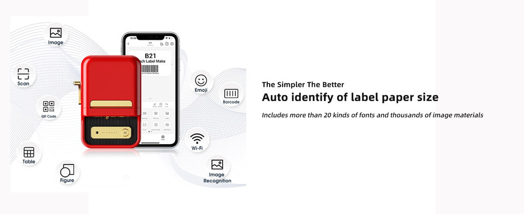 NIIMBOT B21 Label Printer Portable Wir-eless Bluetooth Thermal Label Maker Sticker Printer Label paper